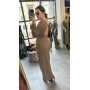 Sukienka Maxi AdoreDanew – Teksturowana Elegancja z Odkrytymi Plecami, Brąz // 3144*
