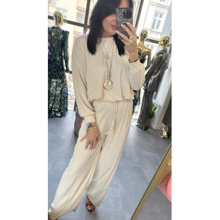 Włoski Szyk i Komfort – Komplet Premium, kremowy // 5654