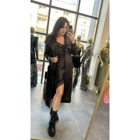 brązowy płaszcz ze skóry naturalnej // 2309**