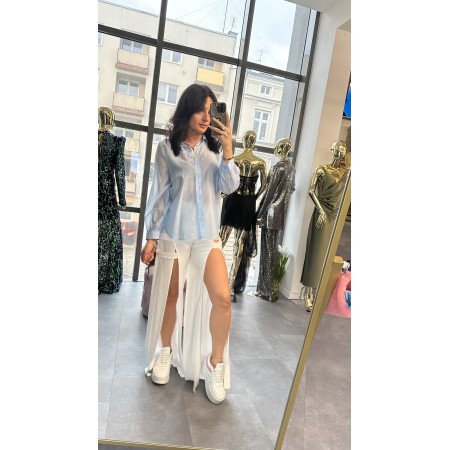 Ekskluzywne Białe Spodnie z Rozcięciami – BABYLON (Made in Italy) // 1688*