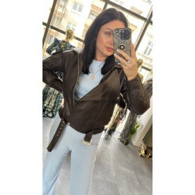 AdoreDanew – Luksusowa Kurtka Skórzana w Odcieniu Gorzkiej Czekolady // 5697