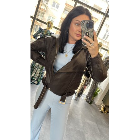 AdoreDanew – Luksusowa Kurtka Skórzana w Odcieniu Gorzkiej Czekolady // 5697