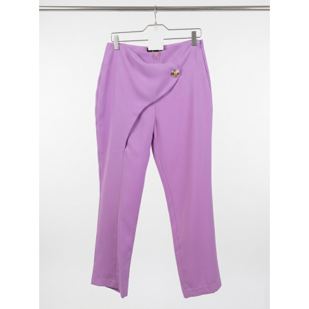 Liliowe Spodnie Premium z Asymetryczną Zakładką – Monique Garconne – Made in Italy // 5703