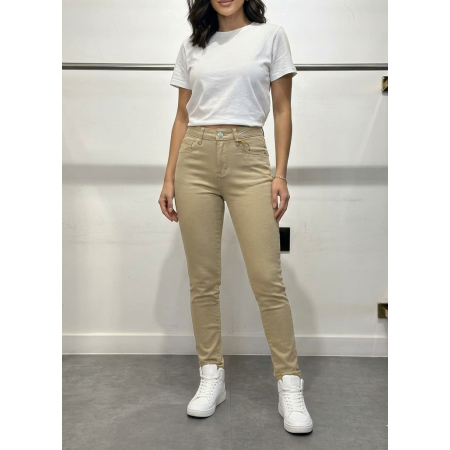 Klasyczne Beżowe Spodnie Slim Fit – Anna Caselli – Bawełna Premium z Elastanem // 5705