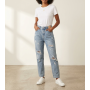 Jeansy Mom Fit z Przetarciami – Jasny Błękit – High Waist // 5709