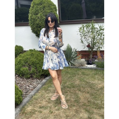 Kobieca Sukienka SOUVENIR z Bawełny w Kwiatowy Wzór – Elegancja na Wiosnę i Lato