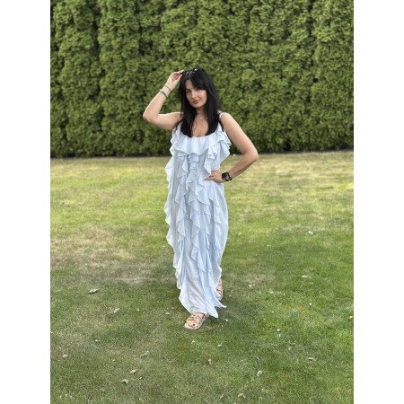 Bawełniana sukienka maxi z falbanami Motel | Letnia sukienka na ramiączkach 100% bawełna