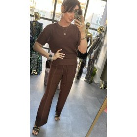 Elegancki T-shirt Marc&André – Luksusowa Dzianina z Jedwabiem, czekolada // 5721