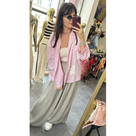 różowa koszula w paski // 1633