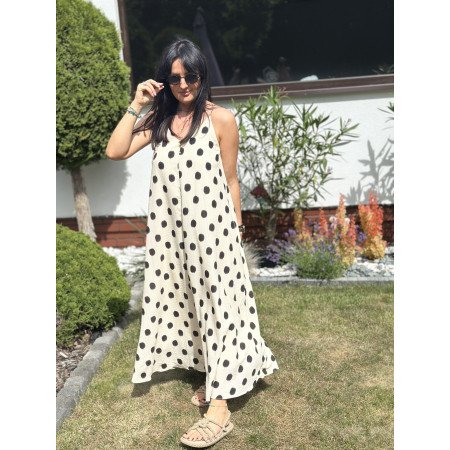 Długa biała sukienka w kropki od Ana Caselli//1435