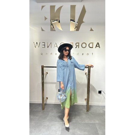 sukienka z zielonym, lyocell // 4736