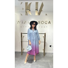 sukienka ombre, błekit z różem, lyocell // 4737