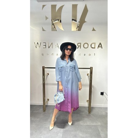 sukienka ombre, błekit z różem, lyocell // 4737