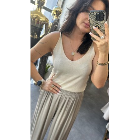 Jedwabny Top z Kaszmirem Marc & André – Kwintesencja Luksusu, Śmietanka // 5722