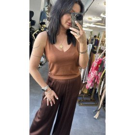 Jedwabny Top z Kaszmirem Marc & André – Kwintesencja Luksusu, Miedziany Brąz // 5724