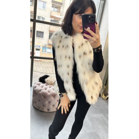 biały bezrękawnik futro naturalne // 2122