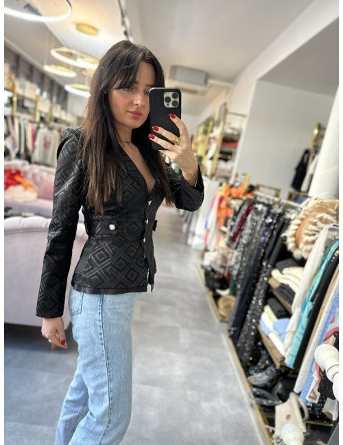 Czarna marynarka ze złotymi guzikami od Babylon // 807