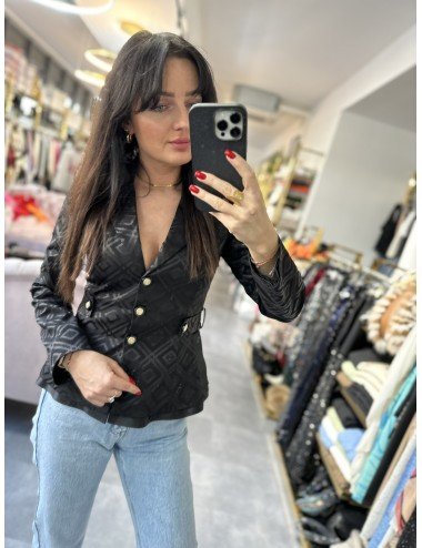 Czarna marynarka ze złotymi guzikami od Babylon // 807