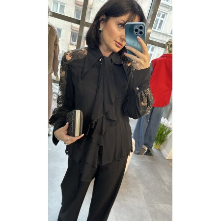 Czarna ozdobna koszula od Babylon // 3656