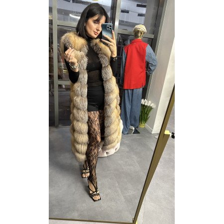 długa kamizelka, futro naturalne // 359