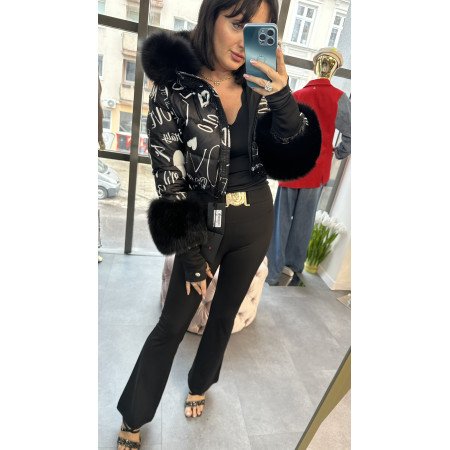 Kurtka Zimowa Flo&Clo Damska Puchowa Futro Lisa Krótka Made in Italy