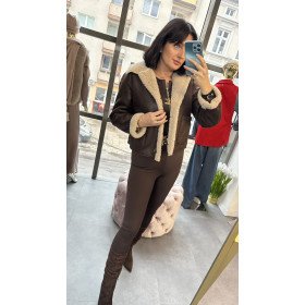 brązowy kożuch eko od Adore Danew // 496