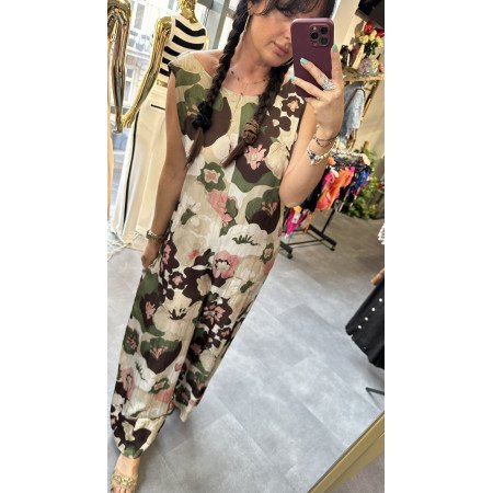 Kombinezon na ramiączka w kwiaty Wiskoza // 1474