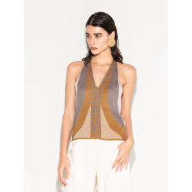 Metaliczny Top Akep – Włoski Szyk i Blask w Stylu Glamour // 5739