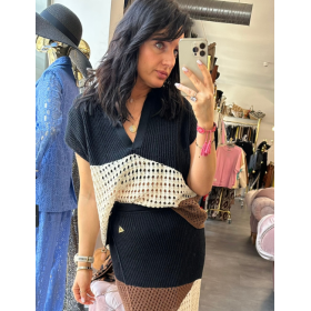 Luksusowa Bluzka AKEP – Ażurowy Splot & Włoski Szyk (58% Len) // 5756