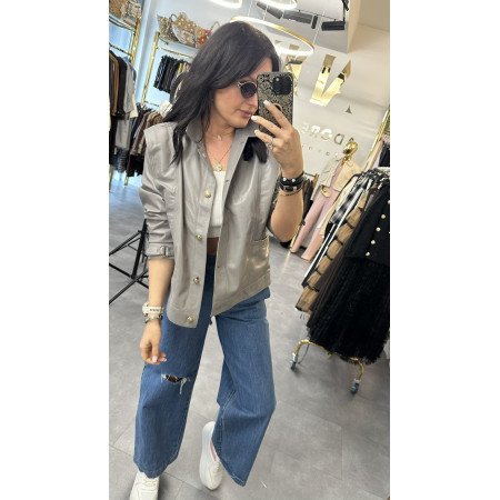 Luksusowa Kurtka Koszulowa z Miękkiej Skóry Cielęcej – Chłodny Taupe // 5776