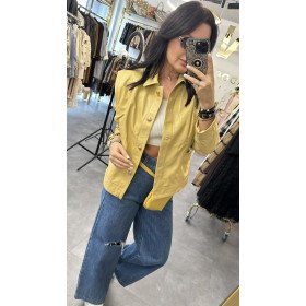 Luksusowa Kurtka Koszulowa z Miękkiej Skóry Cielęcej – Masełkowy // 5777