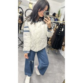 Pikowana Kurtka z Dżinsowym Wykończeniem // 5782