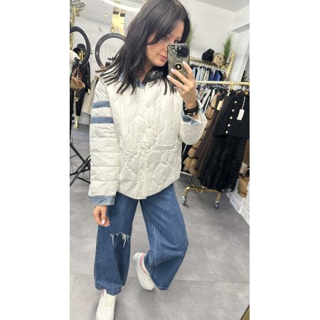 Pikowana Kurtka z Dżinsowym Wykończeniem // 5782