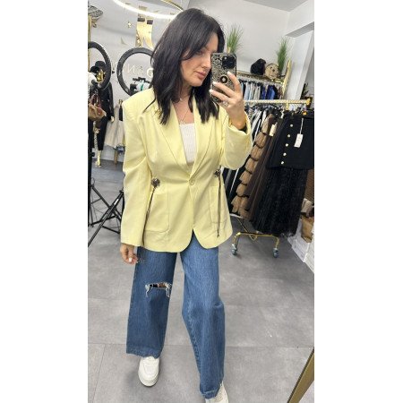 Marynarka Oversize ze Ściągaczem w Talii – Cytrynowy Sorbet // 5783