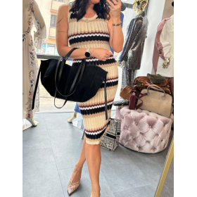 Dzianinowa Sukienka Artigli – Włoski Szyk w Paski – Made in Italy // 5817