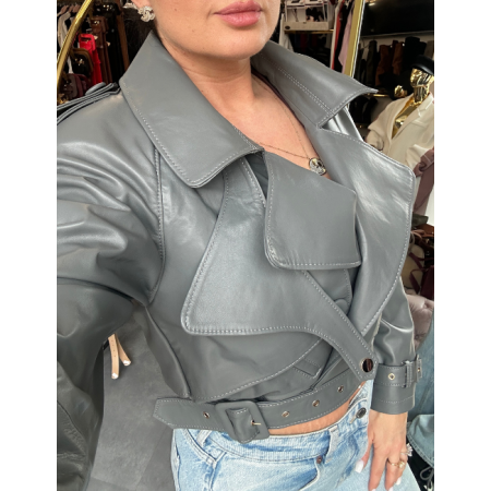 Krótka Kurtka Skórzana AdoreDanew – 100% Miękka Skóra Jagnięca – Projekt Autorski // 5819