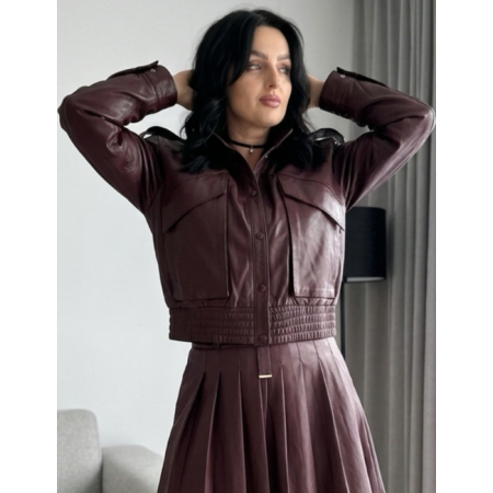 Bordowa skórzana kurtka // 3182**
