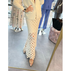 Ażurowa Spódnica Maxi Boho AdoreDanew – Kremowy Splot i Elegancja // 5830