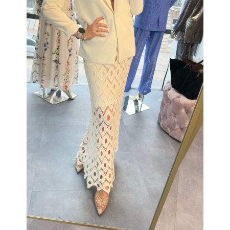 Ażurowa Spódnica Maxi Boho AdoreDanew – Kremowy Splot i Elegancja // 5830