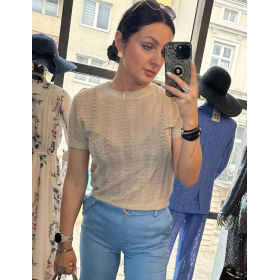 Elegancka Dzianinowa Bluzka ARTIGLI – Złocisty Splot z Lurexem // 5836