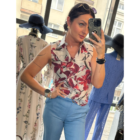 Elegancka Koszula Artigli z Lyocellu z Falbaną – Włoski Styl w Kwiatowym Wydaniu // 5840