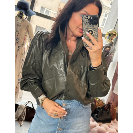 kurtka skóra naturalna , khaki // 5846