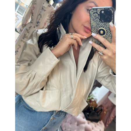 kurtka skóra naturalna, krem // 5848