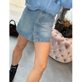 Bawełniana Spódnica Jeansowa Mini na Guziki – Jasny Jeans AdoreDanew // 5855