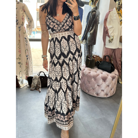 czarno biała sukienka regulowanych ramiączkach // 5856