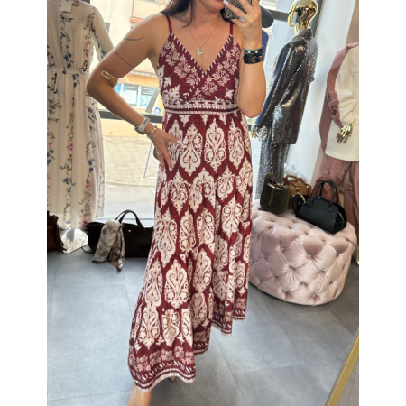 czerwono-biała sukienka regulowanych ramiączkach // 5857