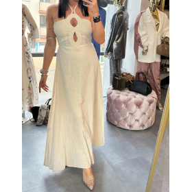 bawełniana sukienka z wiązaniem na szyi // 5859