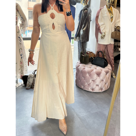 bawełniana sukienka z wiązaniem na szyi // 5859