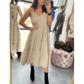 beżowa bawełniana sukienka // 5865