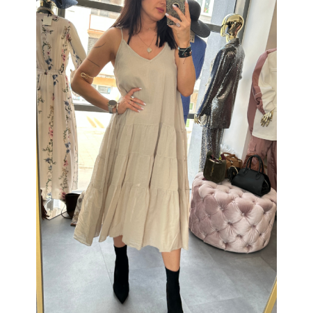 beżowa bawełniana sukienka // 5865